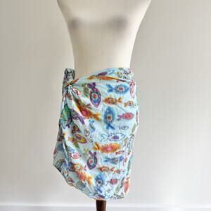 fresh produce Fish Print Swim Wrap Skirt Coverup M/L